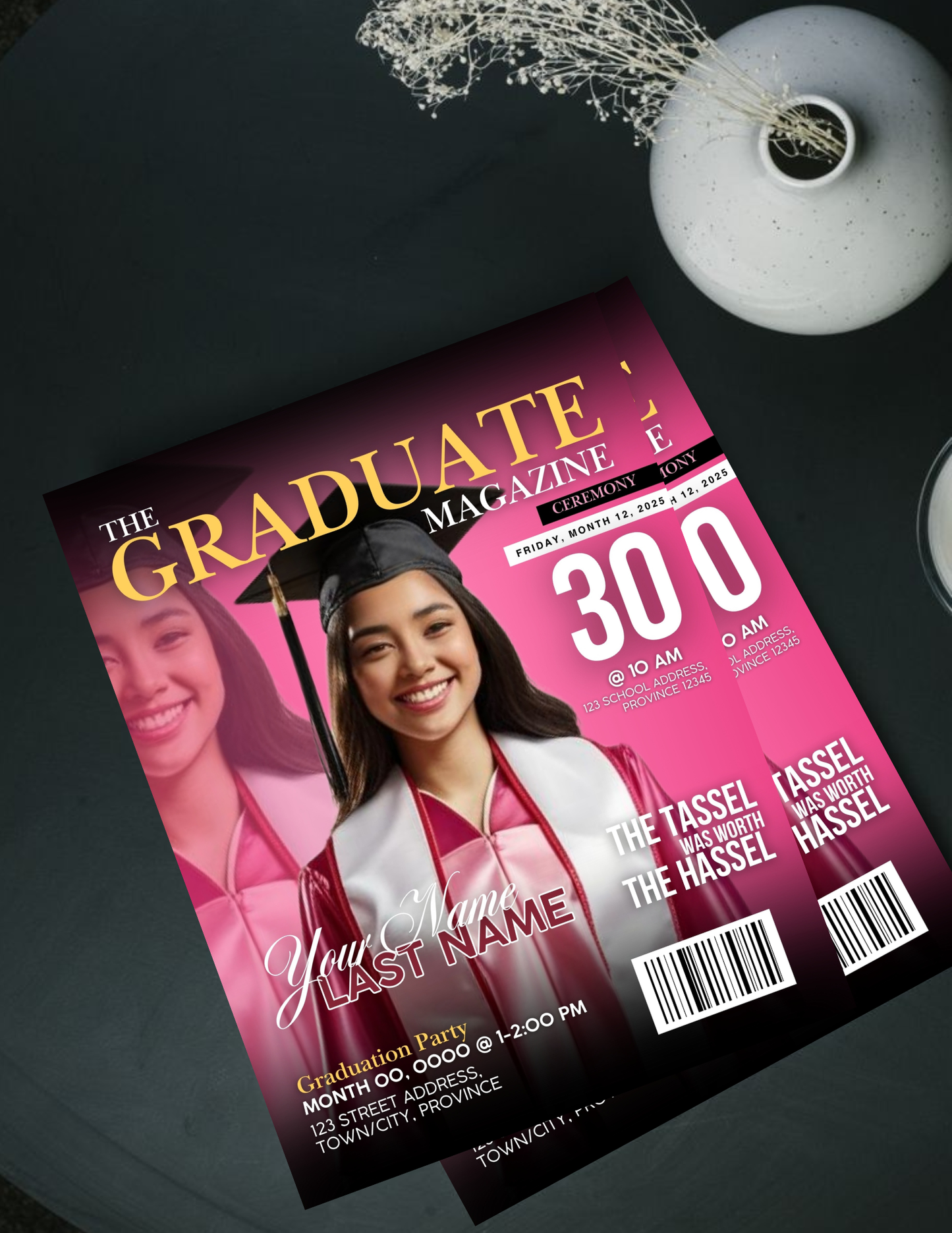 Graduate Magazine Digital Template | Editable Canva Graduation Flyer | Graduation Announcement & Party Invitation | PLR Included | Instant Download