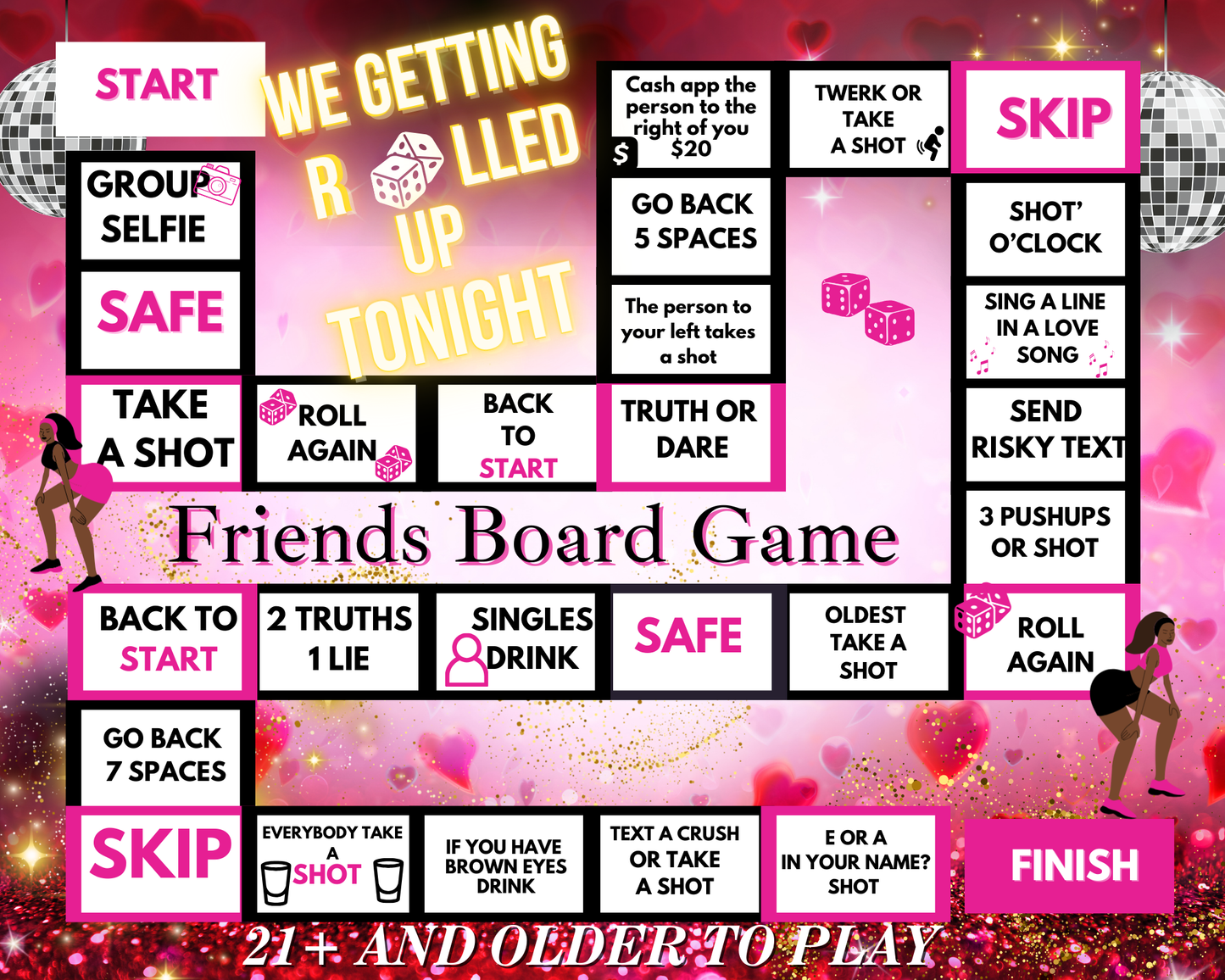 20×16 Valentine Game Board Bundle – Couples, Date Night, Galentine’s & Friends Edition (Editable Canva Templates)