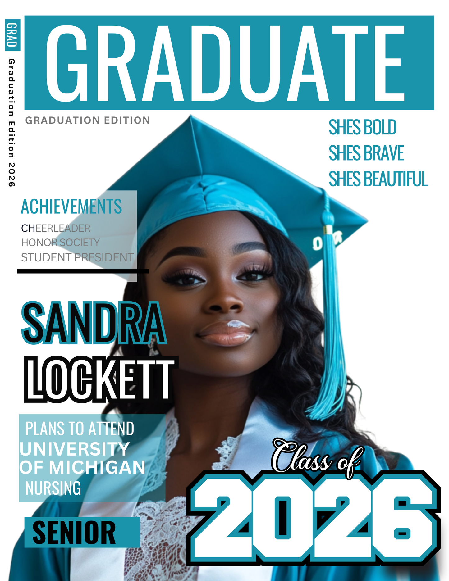 Editable 2026 Graduation Magazine Template | Senior Magazine Cover | Grad Announcement Template | Canva Editable Graduation Keepsake