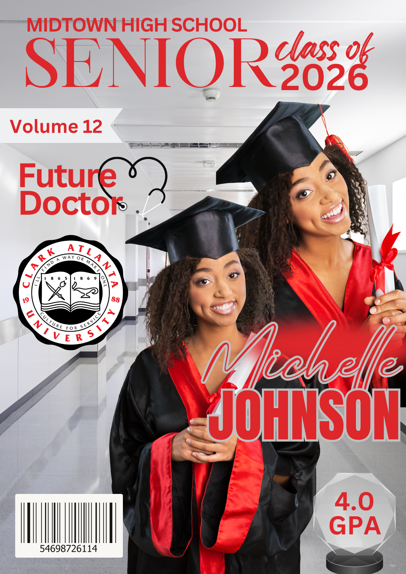 Editable 2026 Graduation Magazine Template Bundle | Senior Spotlight Canva Templates | Custom Grad Magazine + Photo Collage Designs