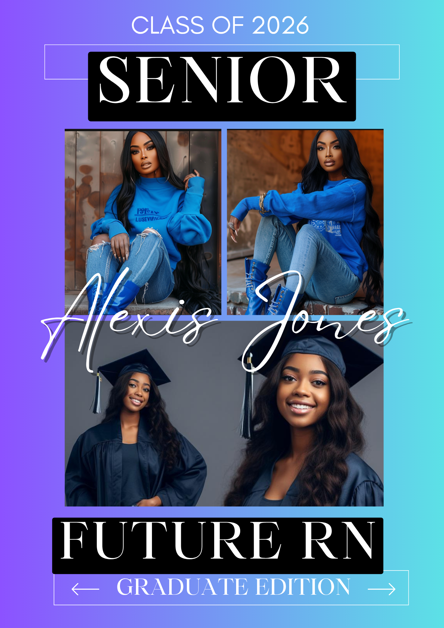Editable 2026 Graduation Magazine Template Bundle | Senior Spotlight Canva Templates | Custom Grad Magazine + Photo Collage Designs