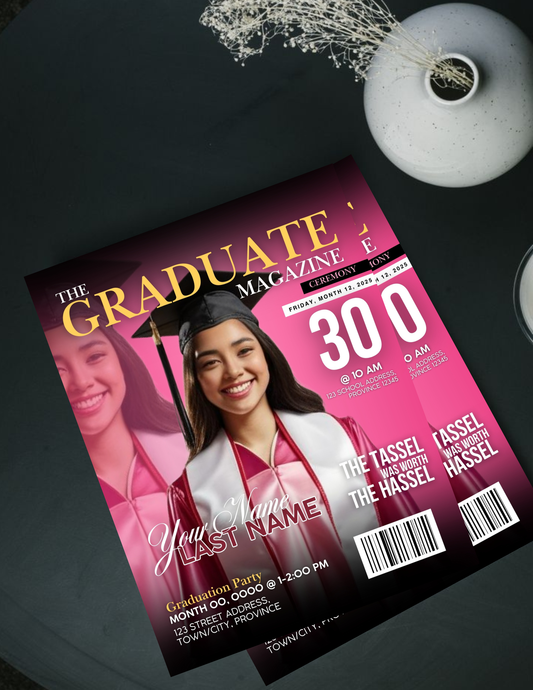 Graduate Magazine Digital Template | Editable Canva Graduation Flyer | Graduation Announcement & Party Invitation | PLR Included | Instant Download