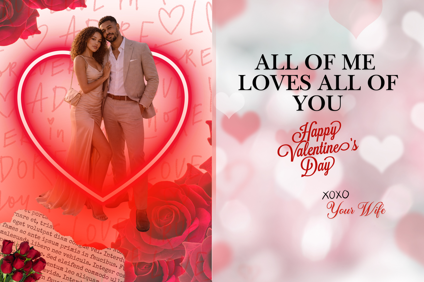 Editable Jumbo Valentine Card Template + Luxury Mockup | Romantic Photo Card | Canva Editable