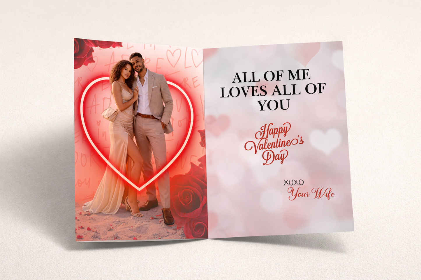 Editable Jumbo Valentine Card Template + Luxury Mockup | Romantic Photo Card | Canva Editable
