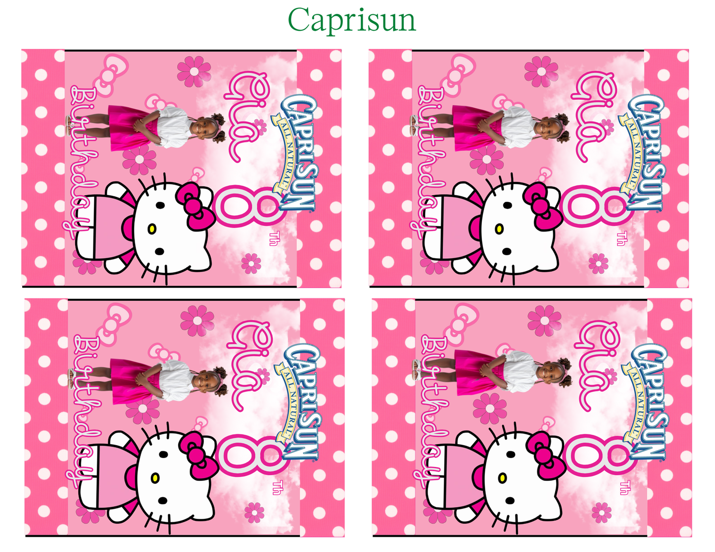 Editable Hello Kitty Birthday Party Favor Template & Mockup Bundle – Pink Polka Dot Theme | Instant Download