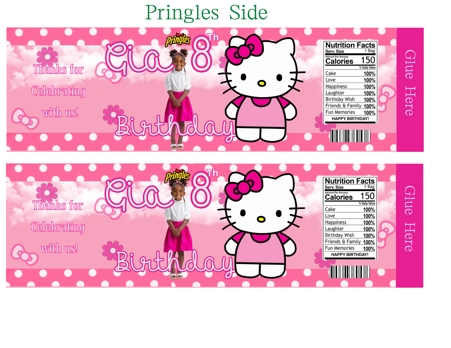 Editable Hello Kitty Birthday Party Favor Template & Mockup Bundle – Pink Polka Dot Theme | Instant Download