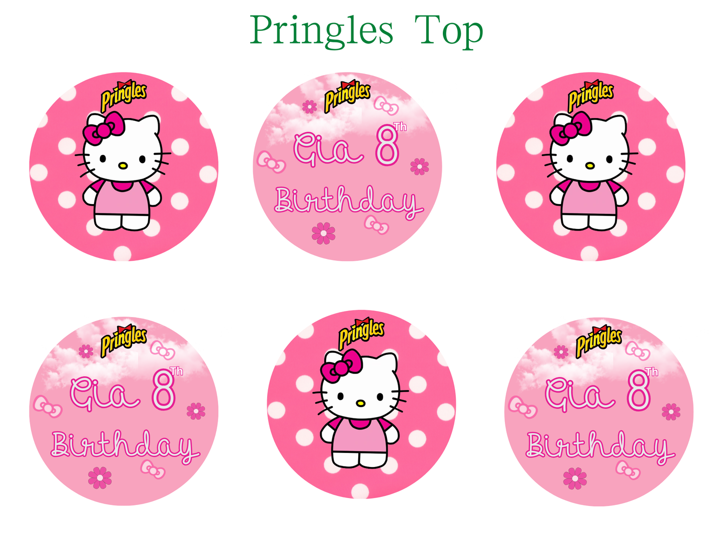 Editable Hello Kitty Birthday Party Favor Template & Mockup Bundle – Pink Polka Dot Theme | Instant Download