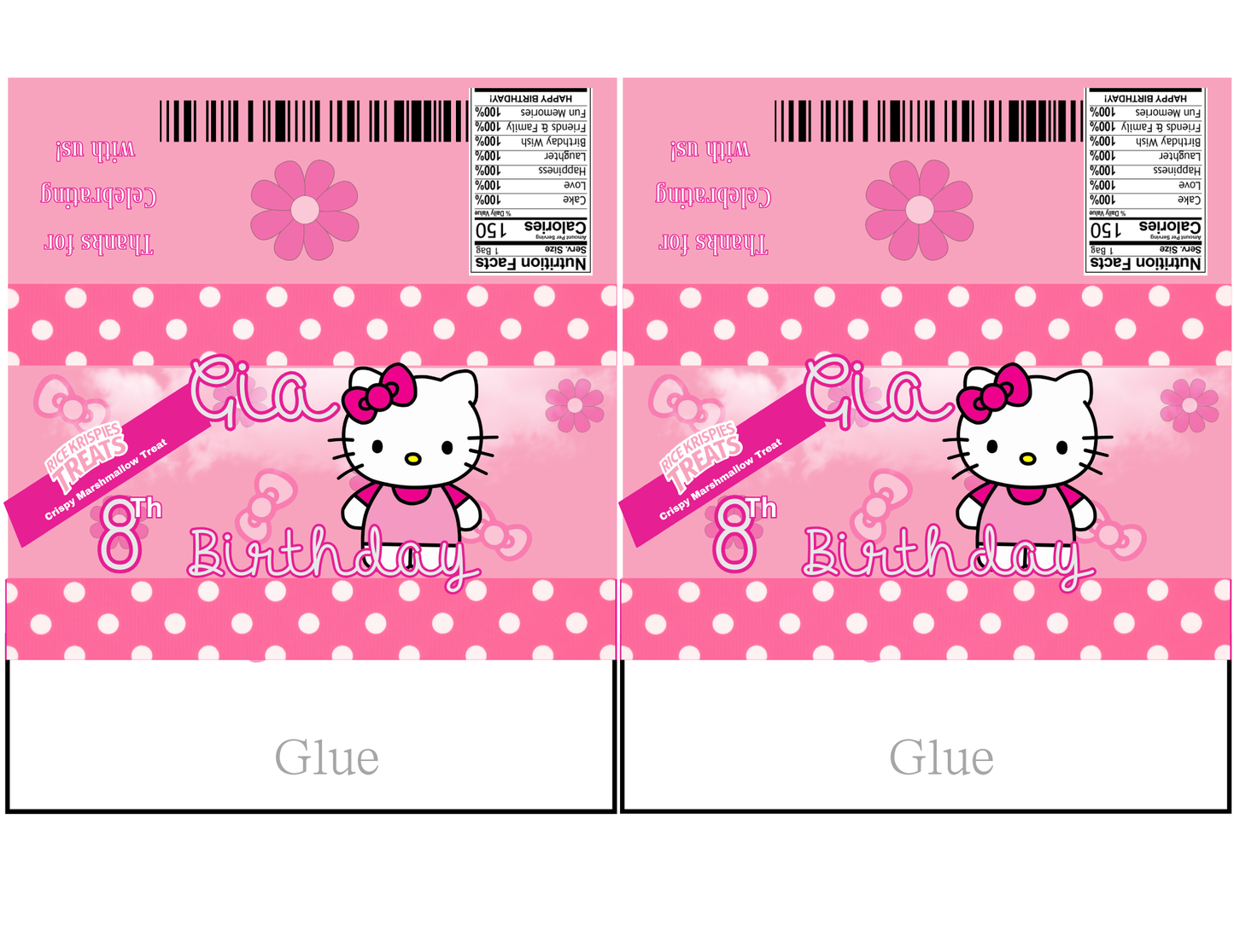 Editable Hello Kitty Birthday Party Favor Template & Mockup Bundle – Pink Polka Dot Theme | Instant Download