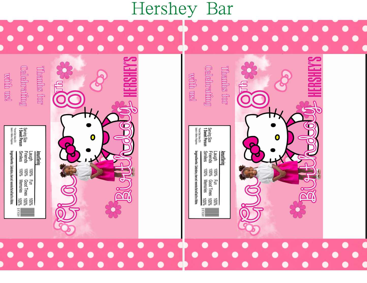 Editable Hello Kitty Birthday Party Favor Template & Mockup Bundle – Pink Polka Dot Theme | Instant Download