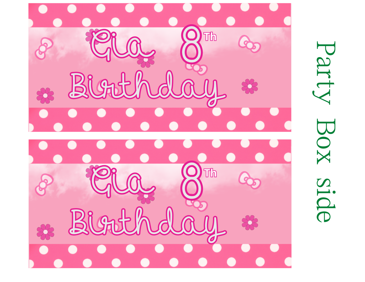 Editable Hello Kitty Birthday Party Favor Template & Mockup Bundle – Pink Polka Dot Theme | Instant Download