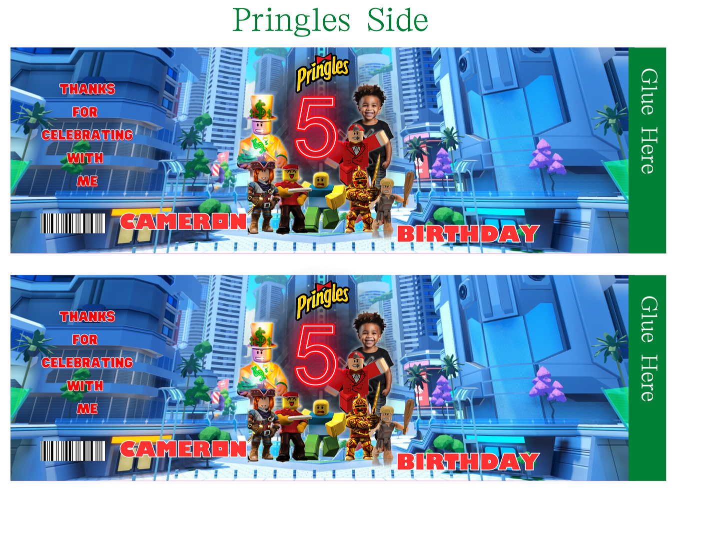 Editable Roblox Birthday Party Favor Template & Mockup Bundle – Custom Photo Party Set | Instant Download