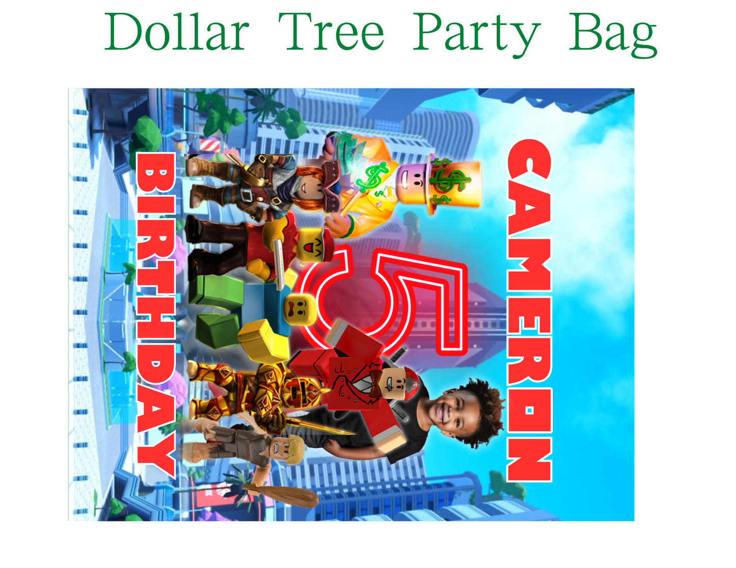 Editable Roblox Birthday Party Favor Template & Mockup Bundle – Custom Photo Party Set | Instant Download