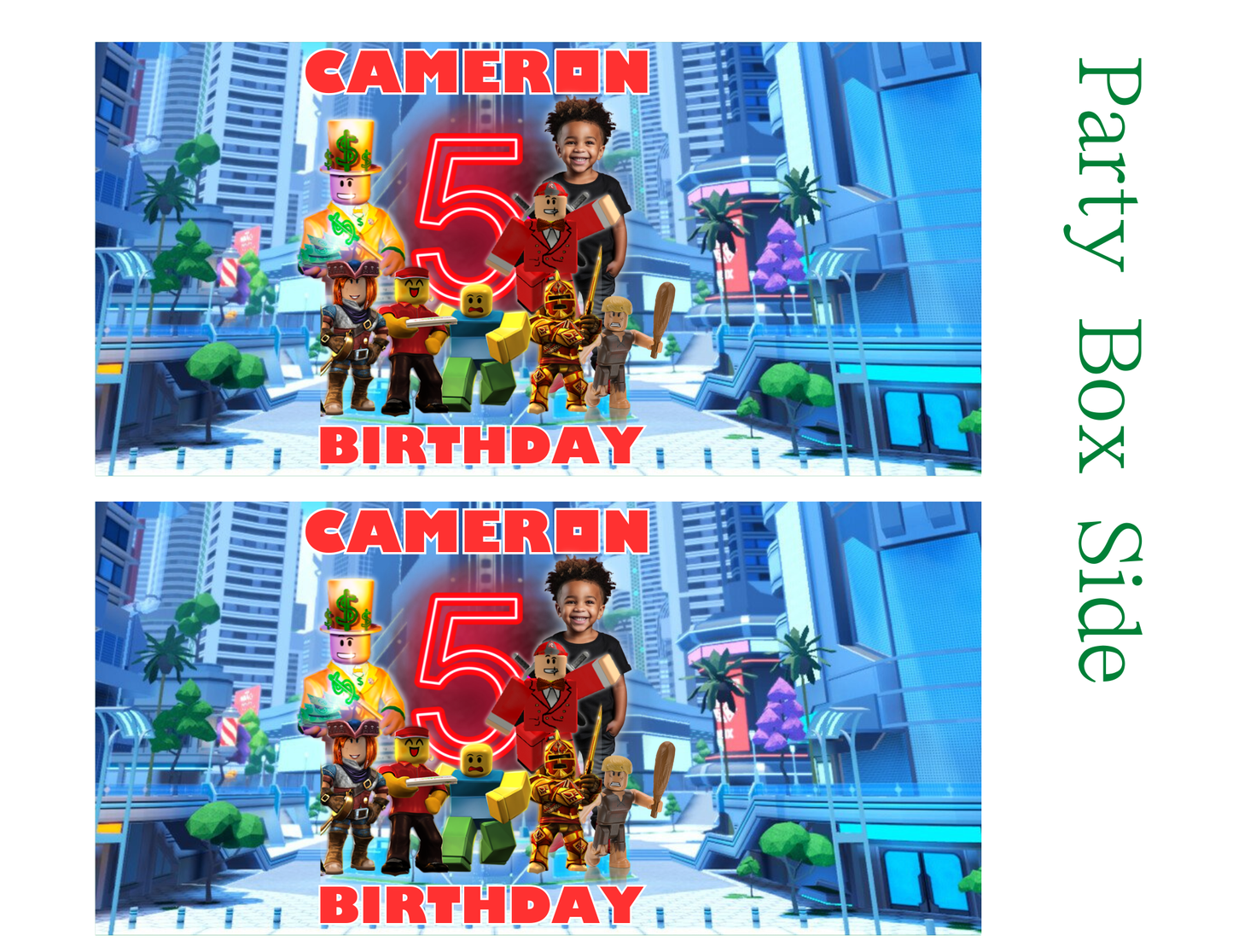 Editable Roblox Birthday Party Favor Template & Mockup Bundle – Custom Photo Party Set | Instant Download