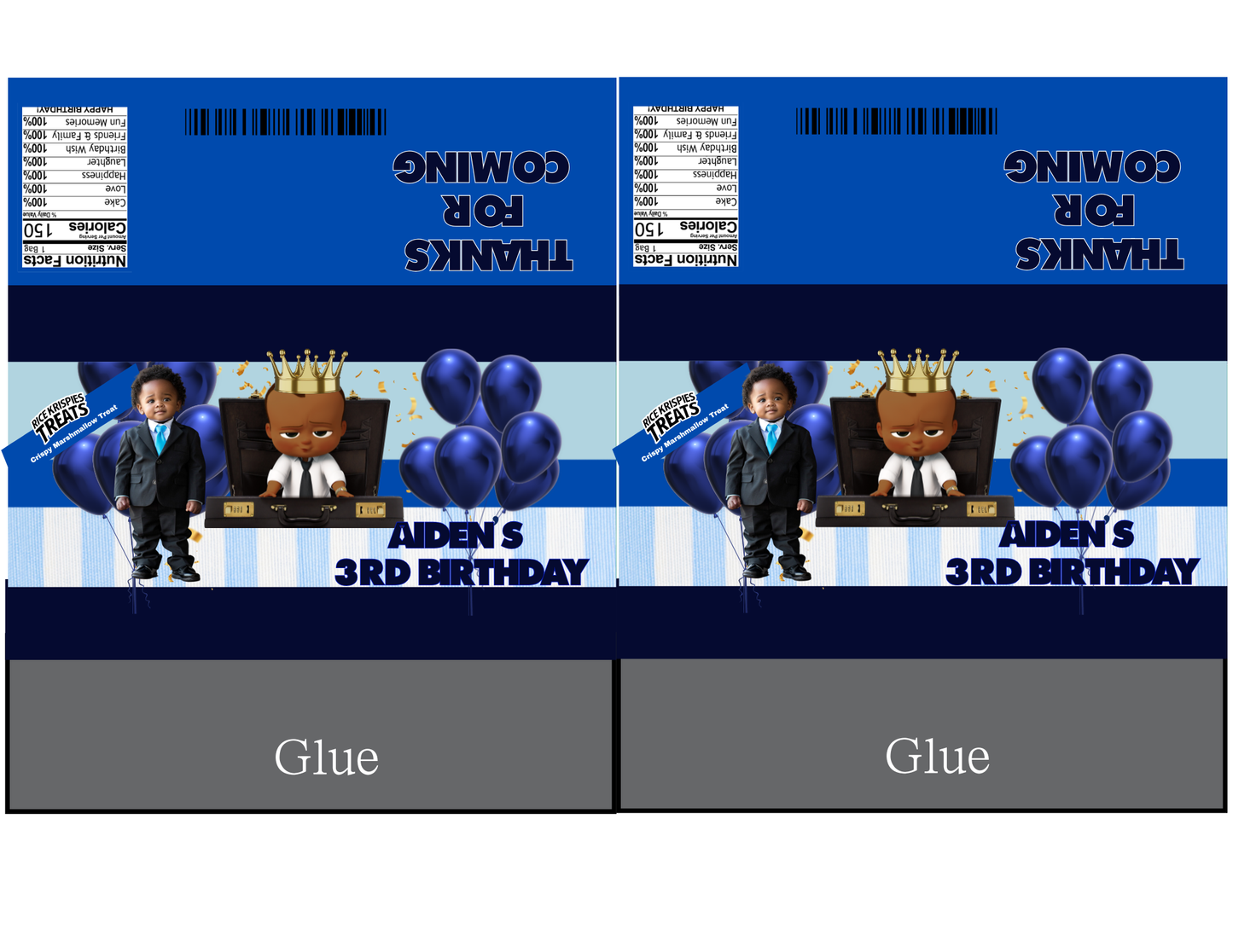 Editable Boss Baby Birthday Party Favor Template & Mockup Bundle – Blue & Gold Theme | Custom Photo Party Set | Instant Download