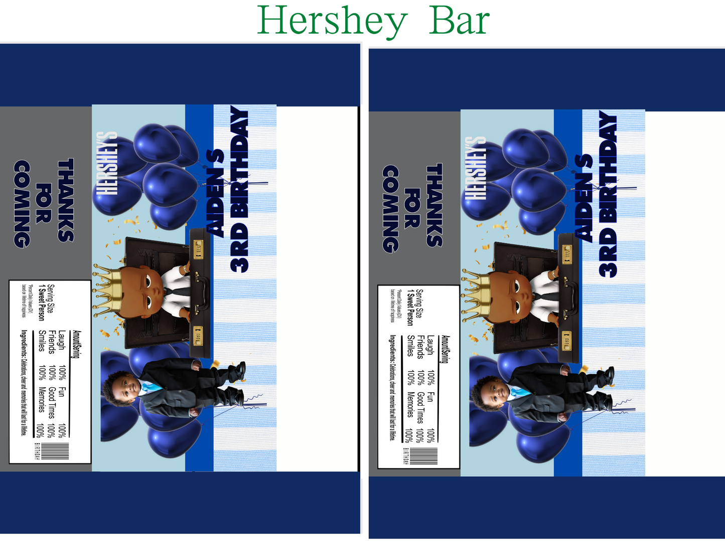 Editable Boss Baby Birthday Party Favor Template & Mockup Bundle – Blue & Gold Theme | Custom Photo Party Set | Instant Download