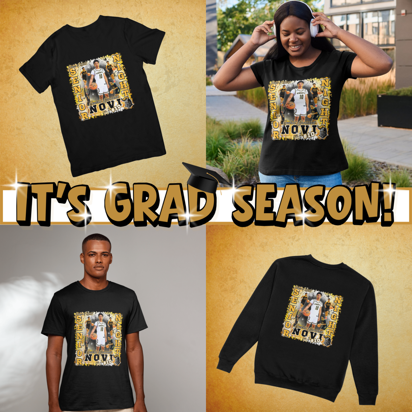 Editable Senior Night T-Shirt Template & Mockup – Custom Sports Photo Design | Graduation Shirt | Instant Download