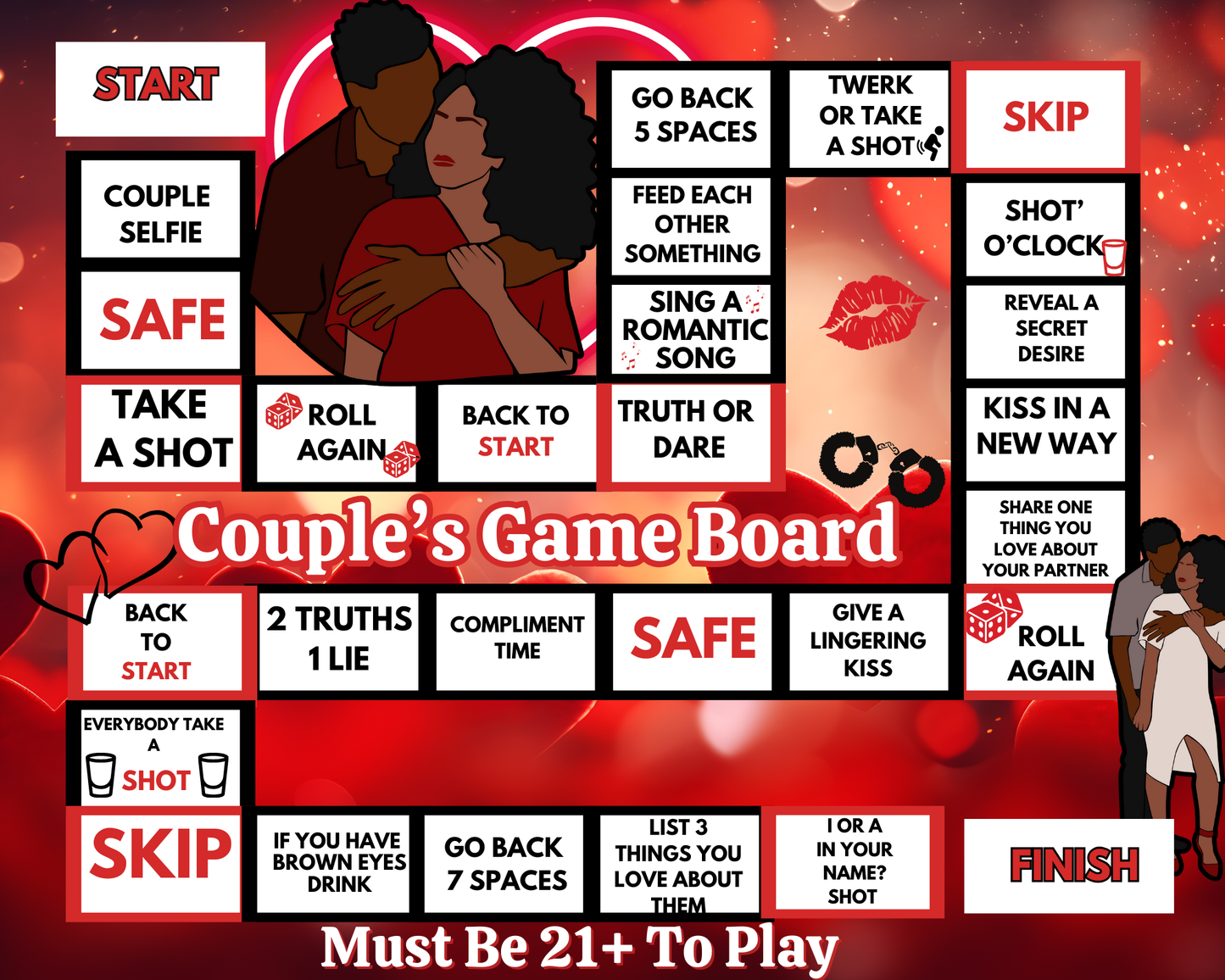 20×16 Valentine Game Board Bundle – Couples, Date Night, Galentine’s & Friends Edition (Editable Canva Templates)