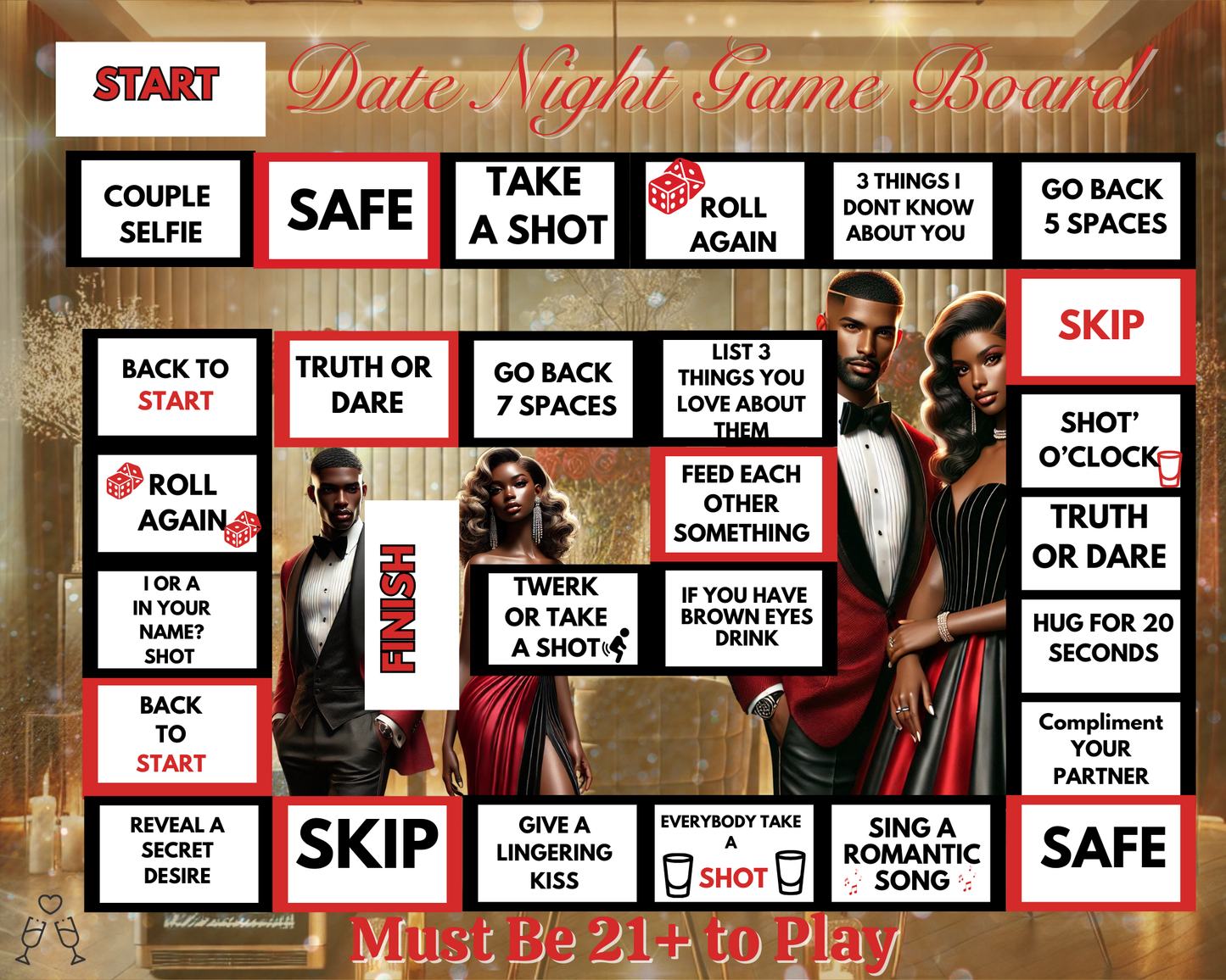 20×16 Valentine Game Board Bundle – Couples, Date Night, Galentine’s & Friends Edition (Editable Canva Templates)