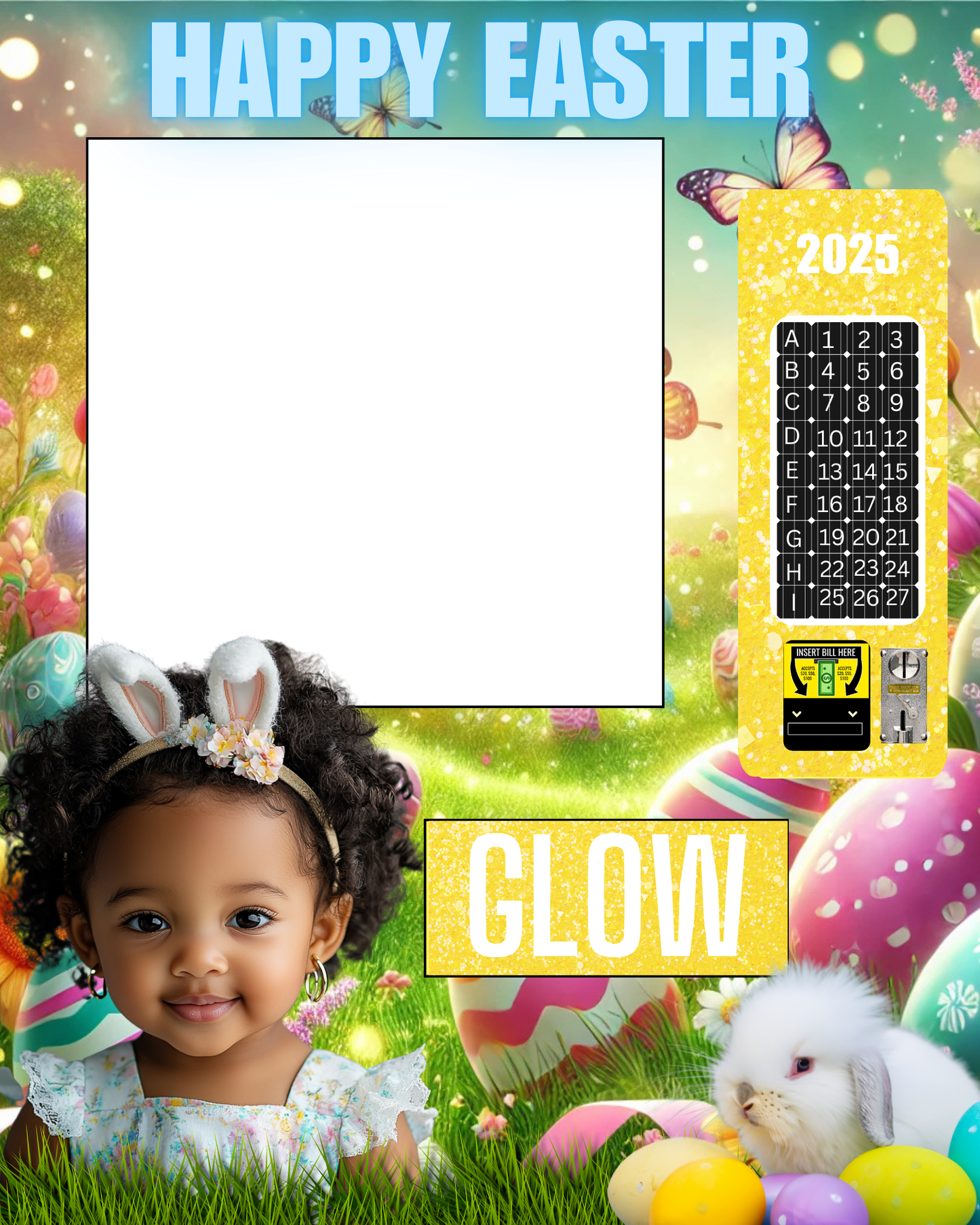 Easter Vending Machine Template | 16x20 Glow Frame | Editable Easter Vending Machine Design for Kids Events & Parties | Canva Template