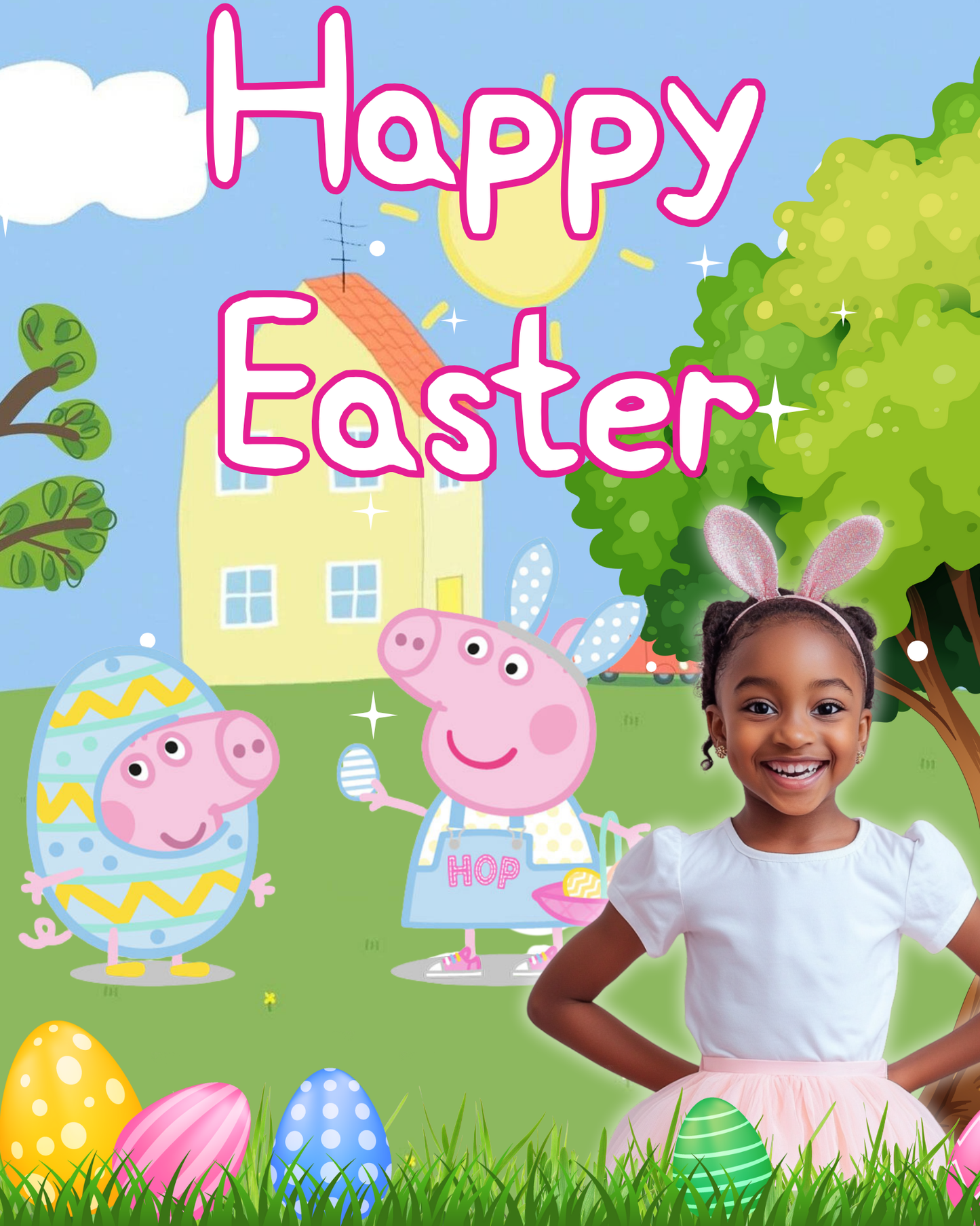 Editable Peppa Pig Vending Machine Template | 16x20 Backdrop | Kids Easter Party | Canva Template