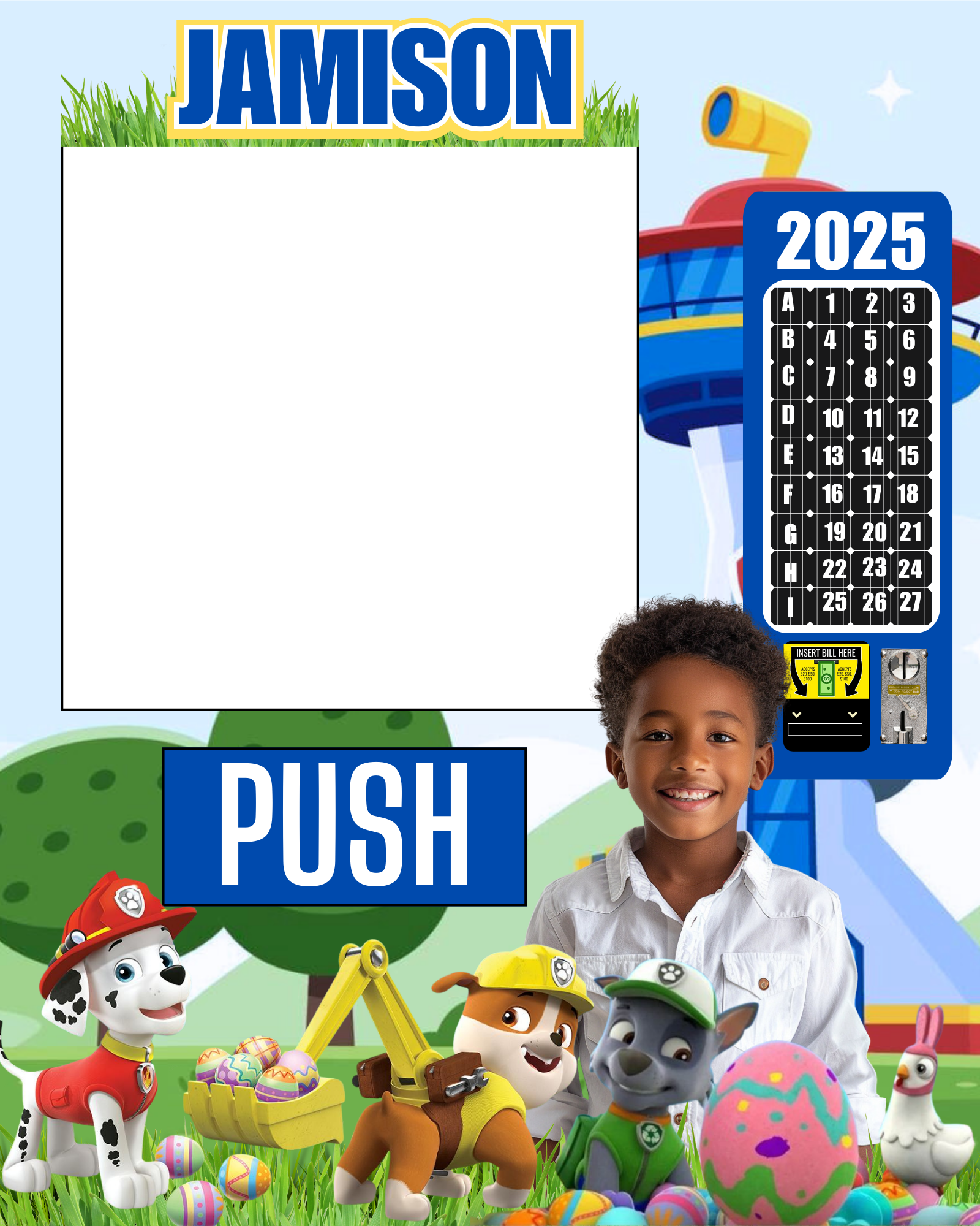 Editable Easter Paw Patrol Vending Machine Template | 16x20 Canva Desi ...