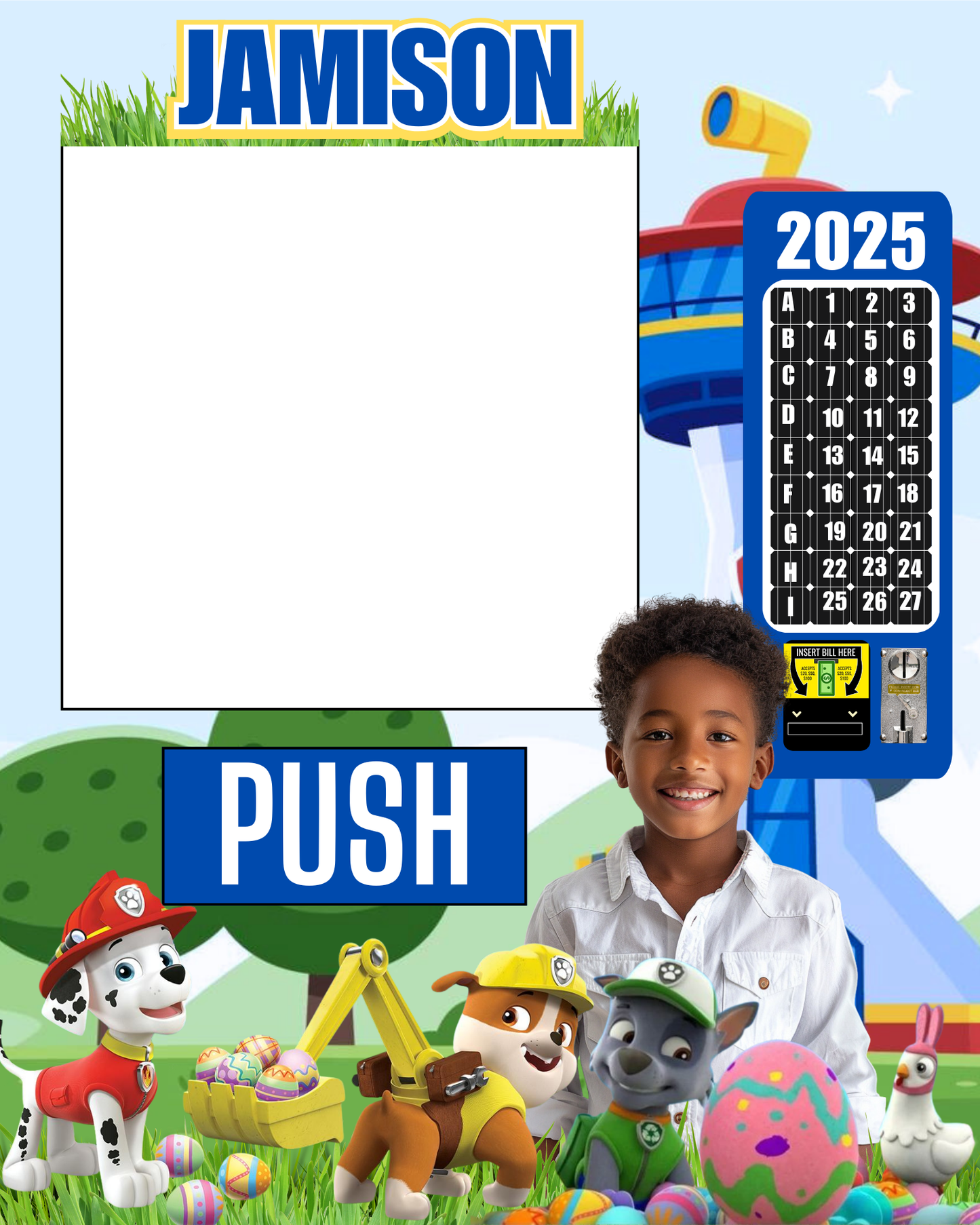 Editable Easter Paw Patrol Vending Machine Template | 16x20 Canva Design | Kids Easter Party | Digital Download