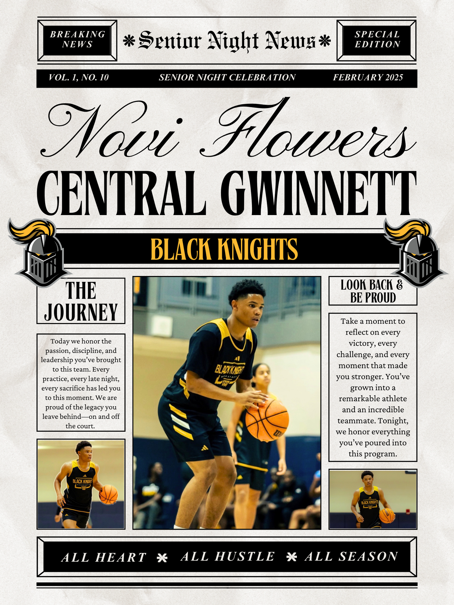 Editable Senior Night Newspaper Template | Canva Sports Newspaper | Basketball Senior Night Poster | Digital Download