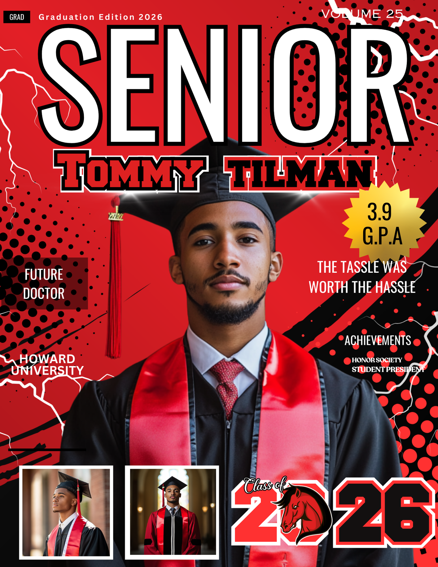 Editable 2026 Graduation Magazine Template | Senior Magazine Cover | Grad Announcement Template | Canva Editable Graduation Keepsake