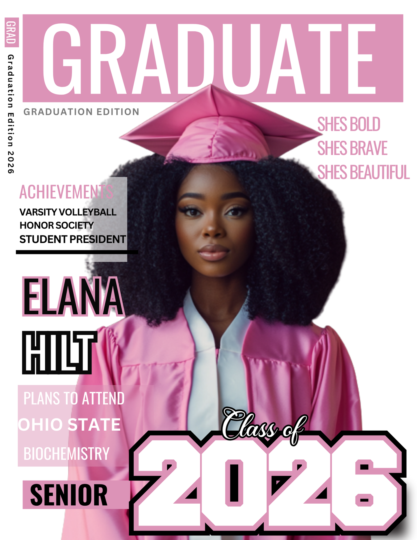 Editable 2026 Graduation Magazine Template | Senior Magazine Cover | Grad Announcement Template | Canva Editable Graduation Keepsake