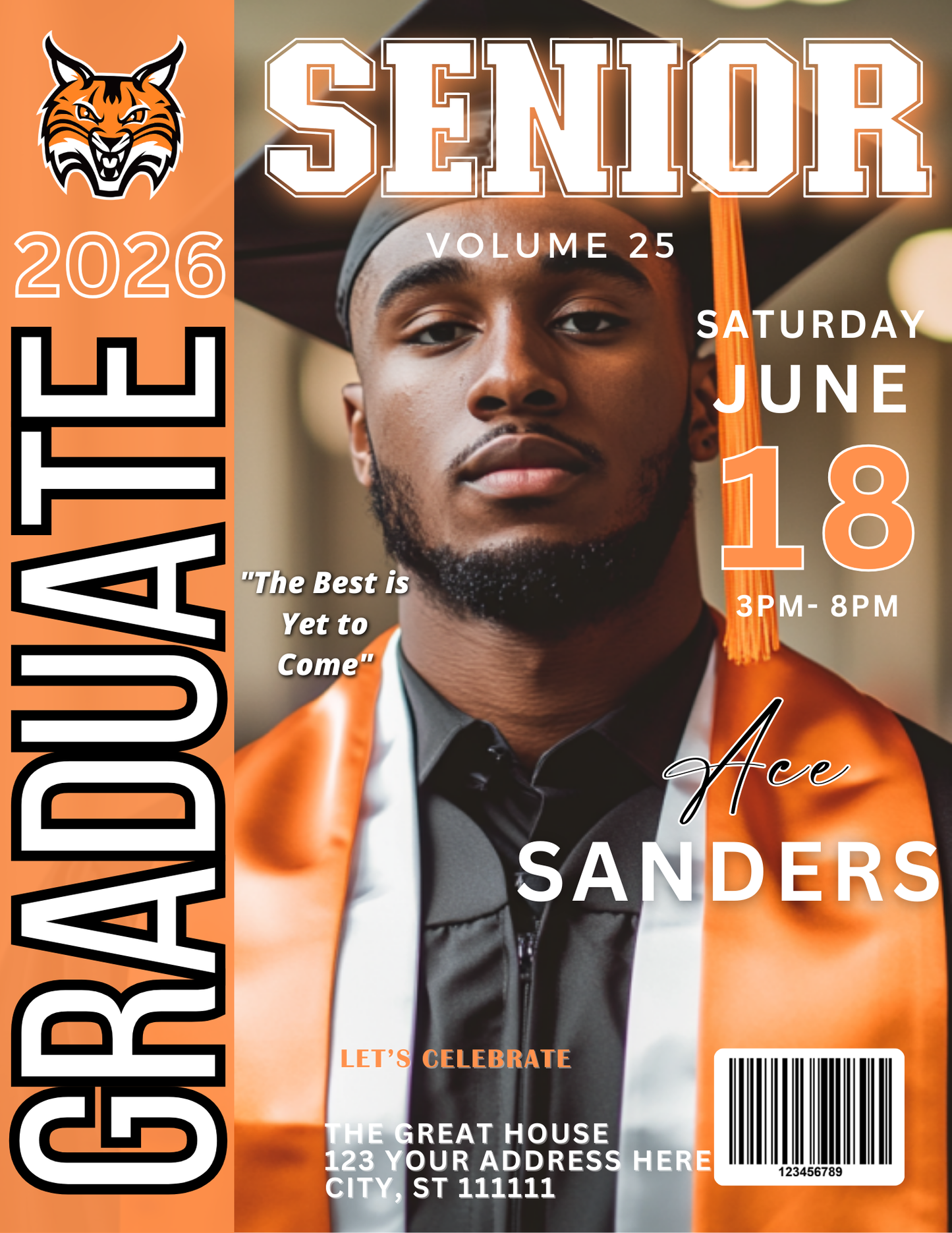 Editable 2026 Graduation Magazine Template | Senior Magazine Cover | Grad Announcement Template | Canva Editable Graduation Keepsake