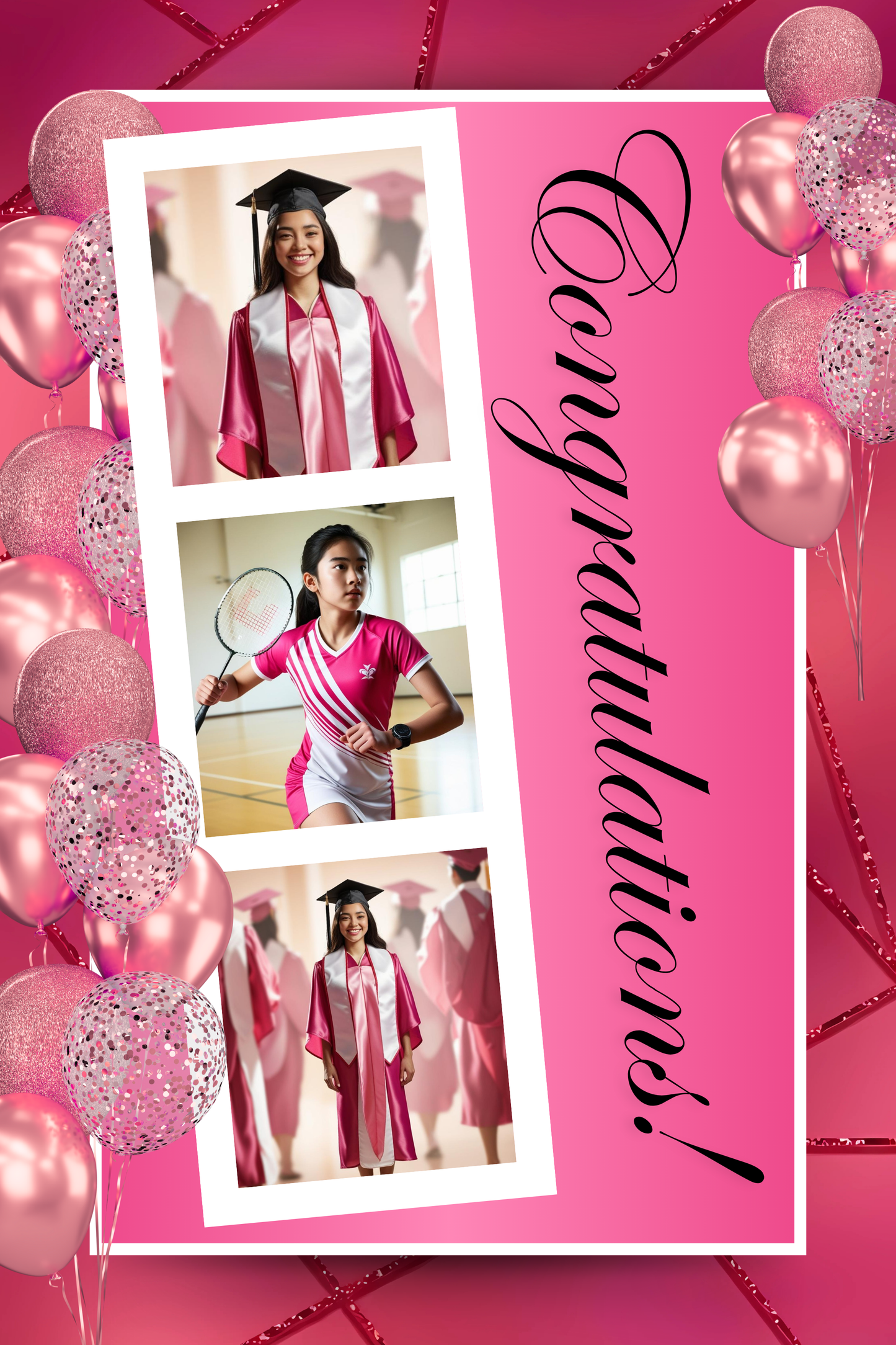 Editable Pink Graduation Jumbo Card Template | 16x20 Folded Grad Card | Senior Night Card | Class of 2026 Graduation Photo Card | Canva Template