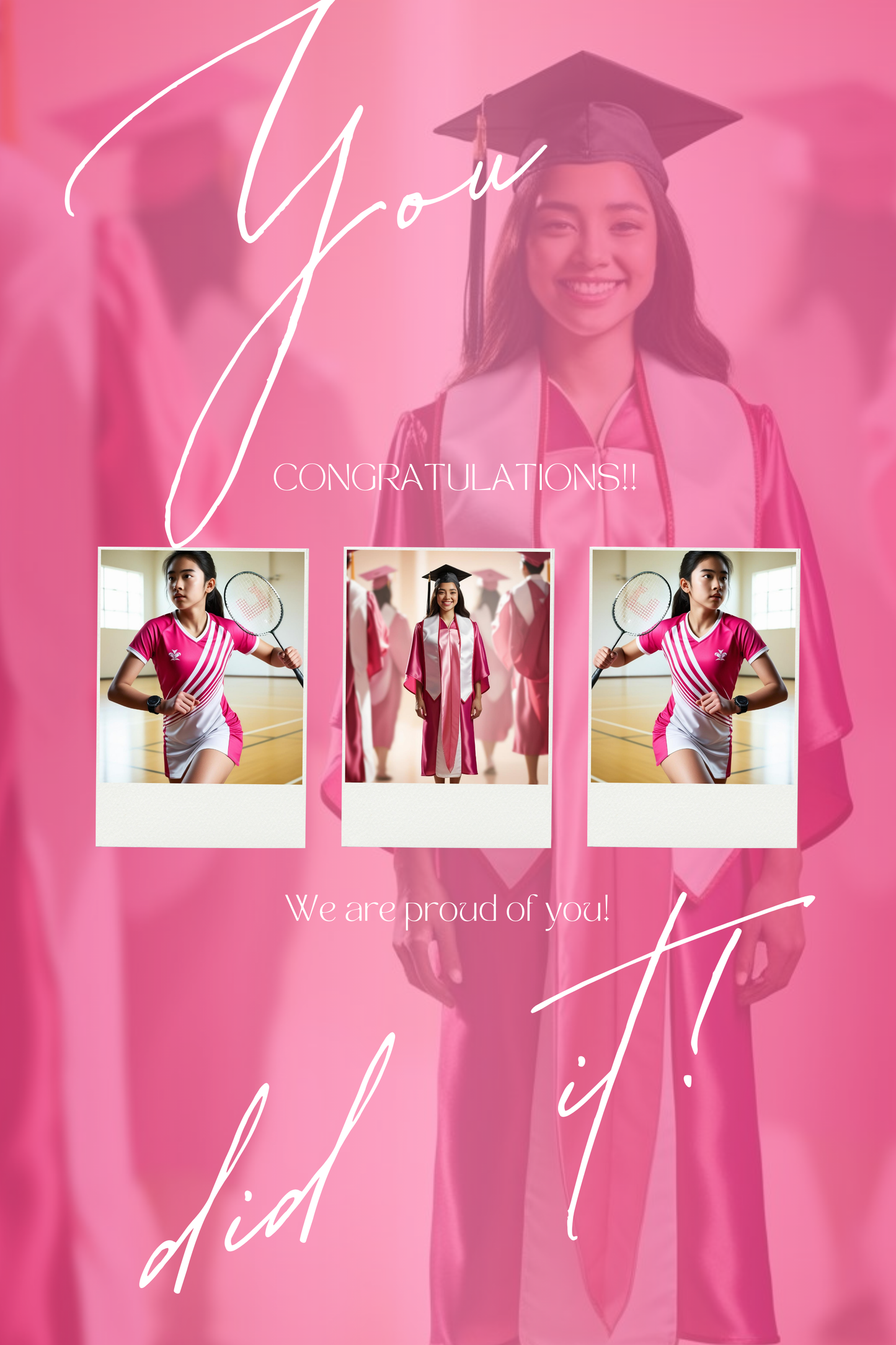 Editable Pink Graduation Jumbo Card Template | 16x20 Folded Grad Card | Senior Night Card | Class of 2026 Graduation Photo Card | Canva Template