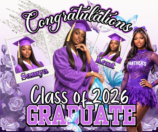Editable Class of 2026 Graduation Backdrop Bundle | 4 Canva Grad Backdrop Templates | Senior Photo Collage Designs | Cheer • Football • Basketball