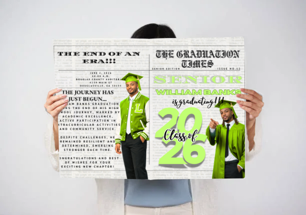 Editable 2026 Graduation Newspaper Template | Custom Grad Announcement Canva Template | Senior Magazine Style Grad Design + Mockup