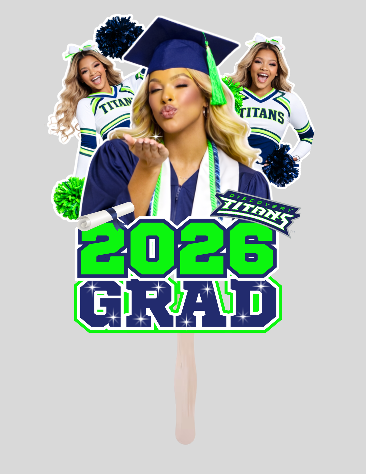 Editable 2026 Graduation Fan Template | Custom Photo Grad Hand Fan | Canva Template + Mockup | Senior 2026 Party Favor