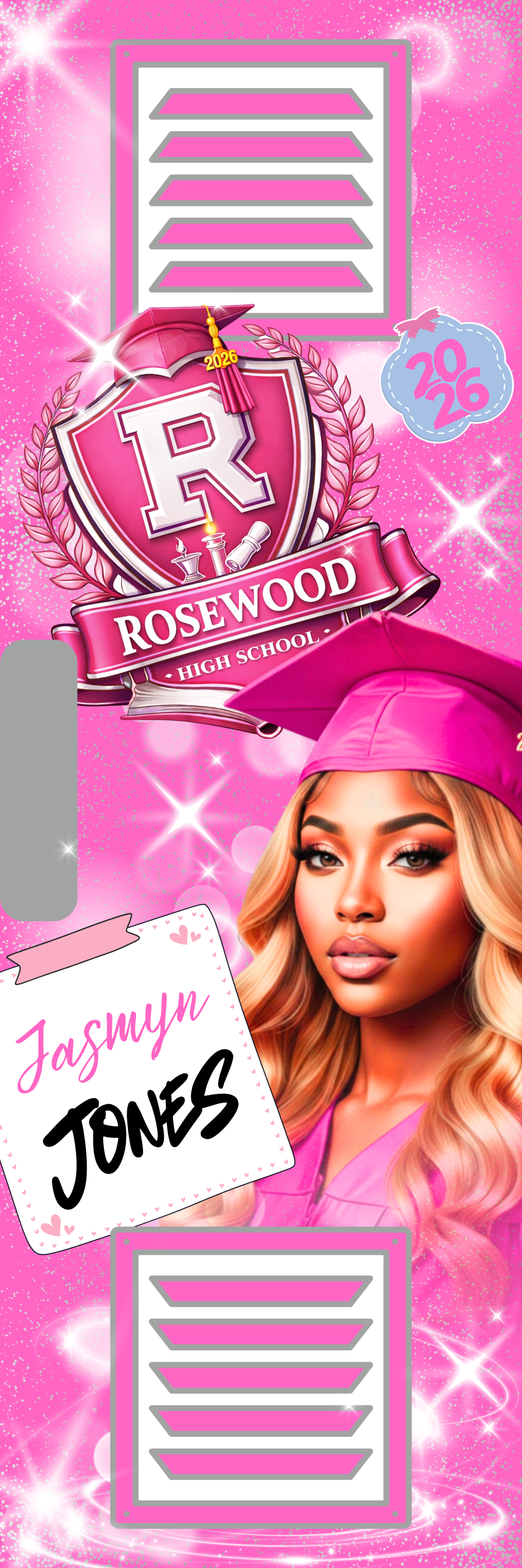 2026 Graduation Locker Box Template – Pink Custom Grad Memory Locker Canva Template