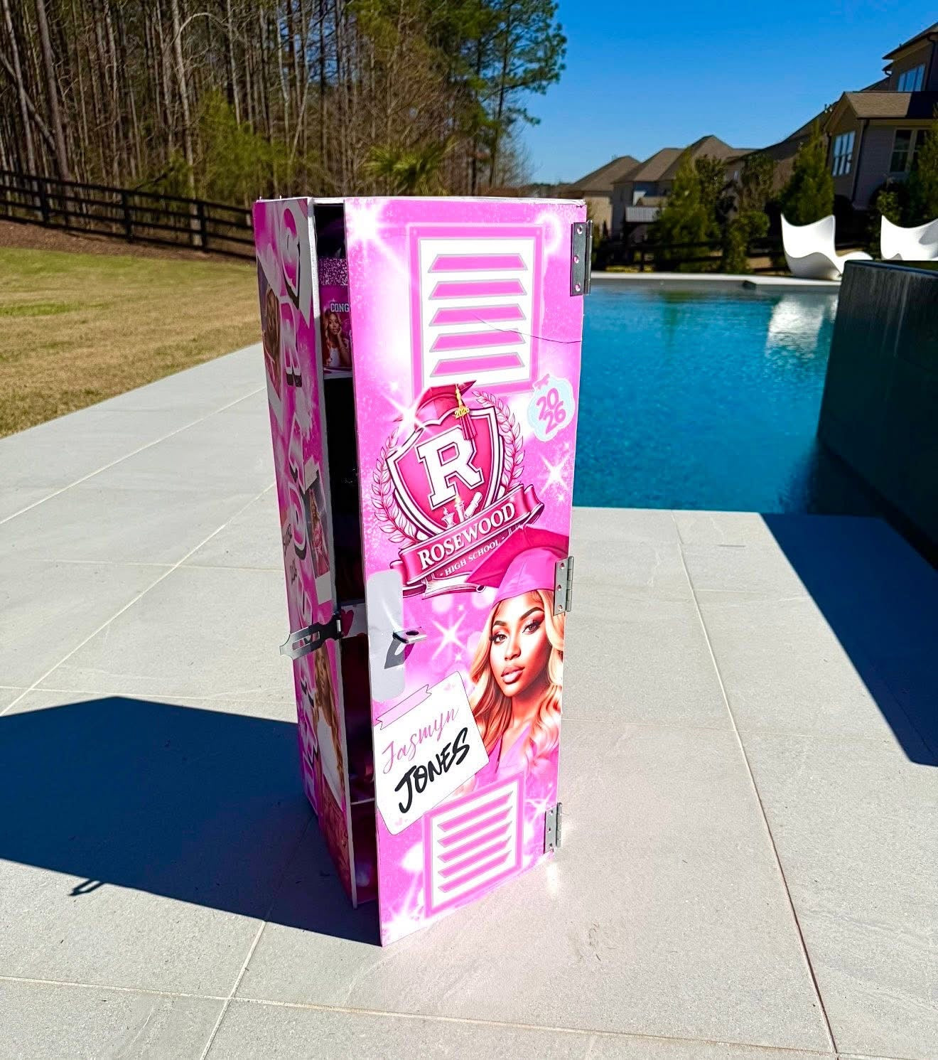 2026 Graduation Locker Box Template – Pink Custom Grad Memory Locker Canva Template