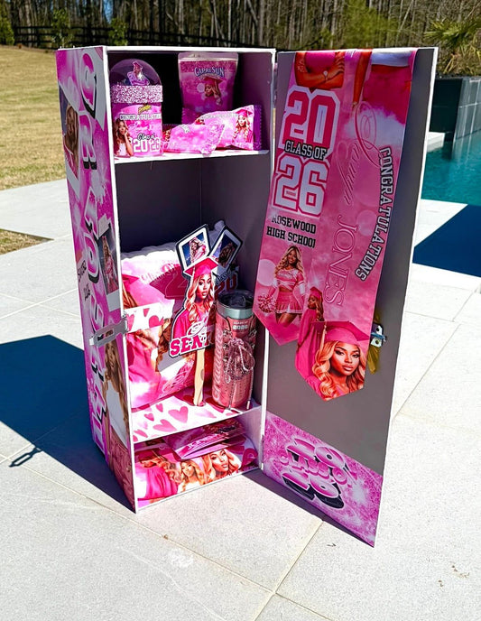 2026 Graduation Locker Box Template – Pink Custom Grad Memory Locker Canva Template