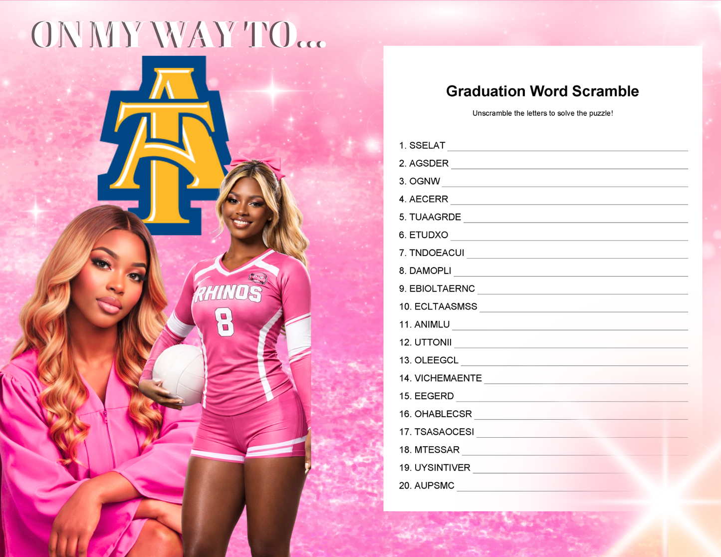 2026 Pink Graduation Activity Booklet Template – Editable Canva Grad Party Book