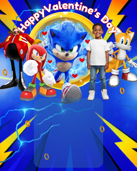 Sonic Valentine’s Day Jumbo Treat Card – Editable Digital Template